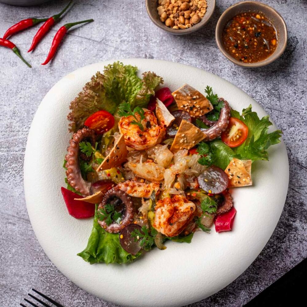 Grilled Octopus and Prawn Pomelo Salad