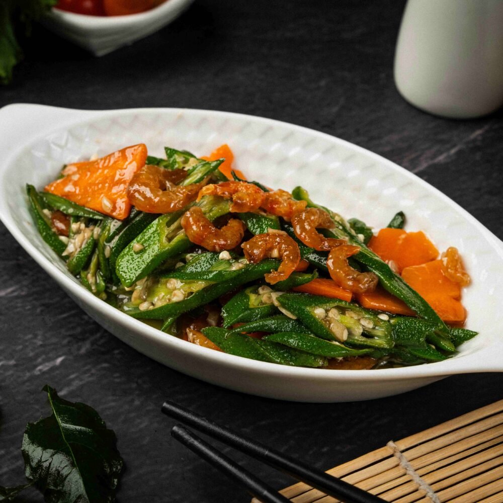 Okra with dried shrimp