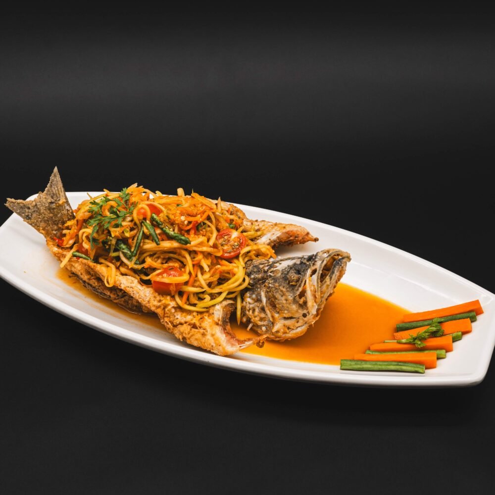 Crispy Saebass With Papaya Salad