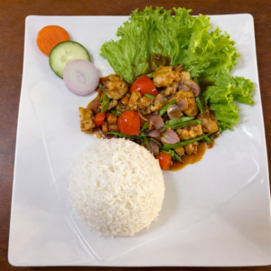 ချိုချဉ်ကြော်နှင့်ထမင်းဖြူ (ကြက်/ဝက်) [ဆိုင်စား/ပါဆယ်]
