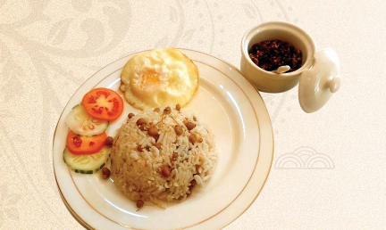 ပဲပြုတ်ထမင်းဆီစမ်း - Rice with Bean and Oil