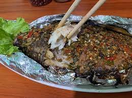 ငါးခဲပတ်(တလား)Grilled Fish (Tilapia fish)