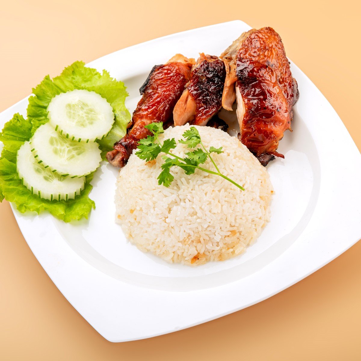 Roasted Chicken rice [br] ကြက်ဆီထမင်း + ကြက်ကင်