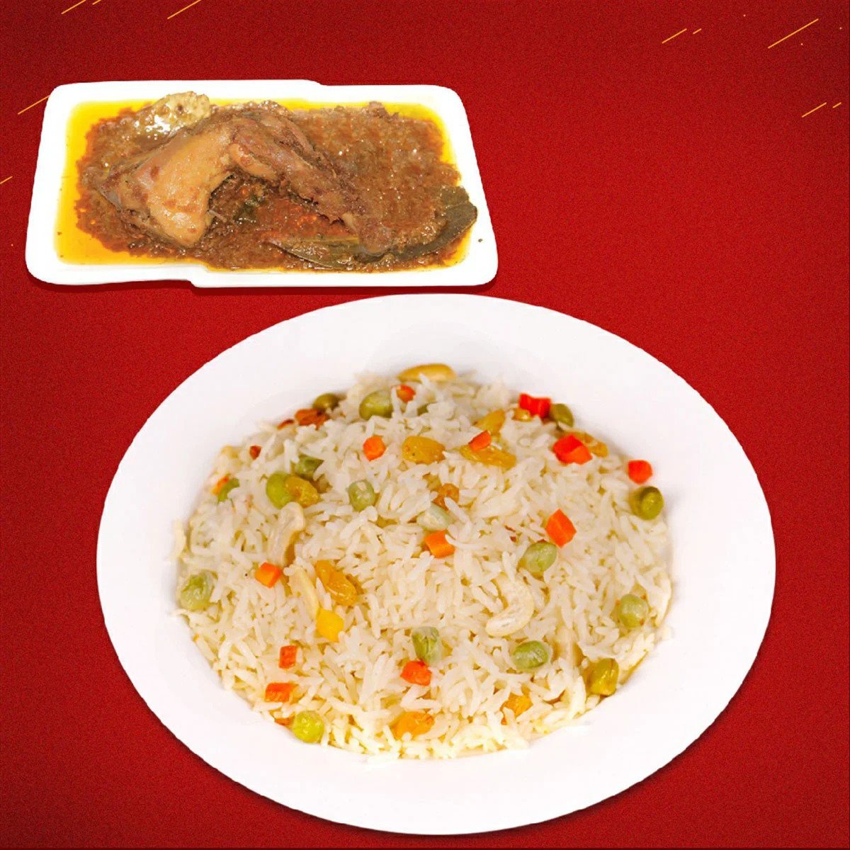 Butter Rice & Chicken Curry [br] ထောပတ်ထမင်း+ကြက်သားဆီပြန်