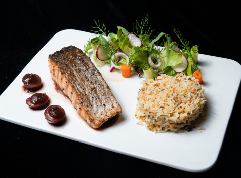 Grilled Salmon - Mushroom Rice